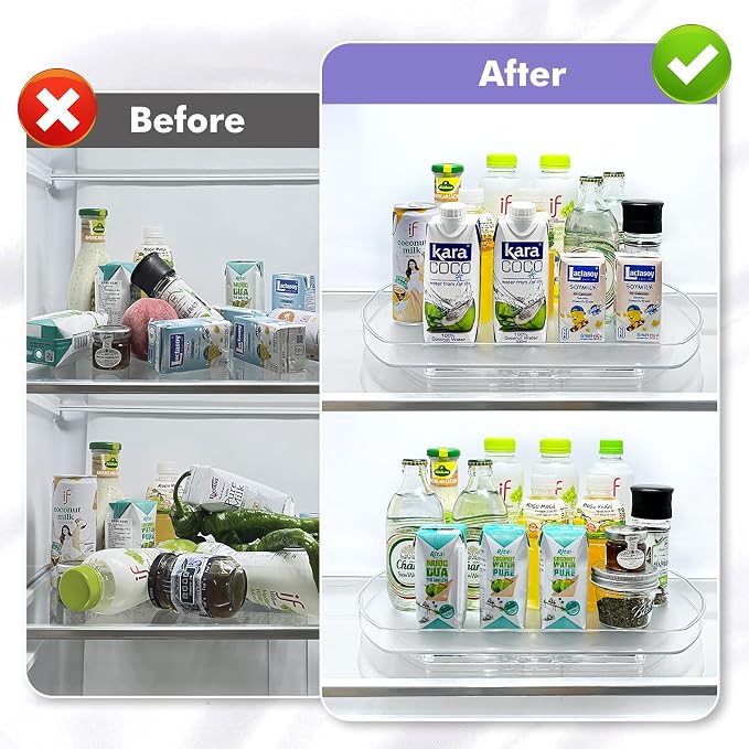 Incostar 360° Rotating Lazy Susan Turntable - Multifunctional Rectangular Organizer for Refrigerator, Cabinet, Pantry, and Kitchen Countertop (15.2" x 11.4", 2 Pack) - Image 5