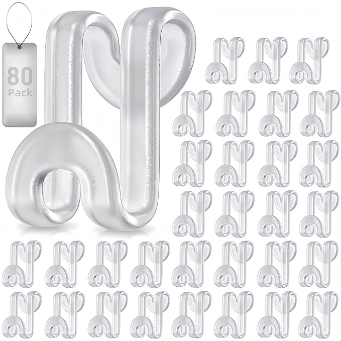 80Pcs Space Saving Hanger Hooks, Plastic Hanger Connector Hooks Clear by Besslly