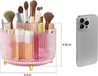 Clear Rotating Makeup Organizer Countertop for Vanity, 360° Makeup Brush Holder Organizer with 5 Compartments, Transparent Cosmetic Storage for Lipstick, Skincare, Bathroom Counter (Transparent Pink) - Image 4