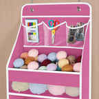 Univivi Fabric Over Door Hanging Organizer for Baby Nursery, Pink, 6-Shelf - Image 4