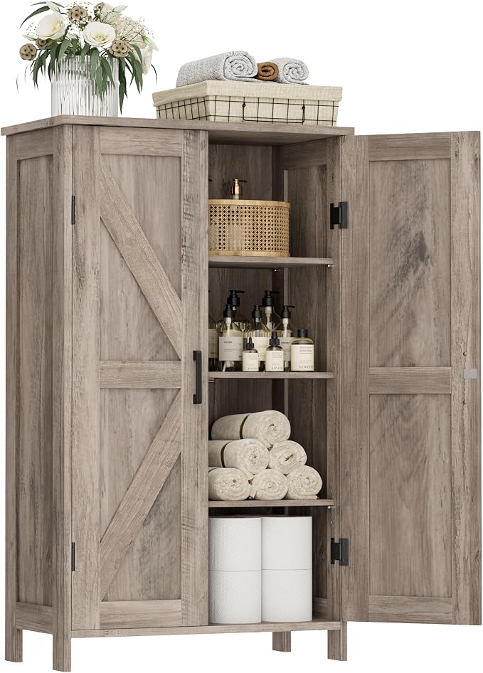 Homleke 43.3" H Farmhouse Bathroom Storage Cabinet with Adjustable Shelves by Homleke