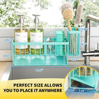 Cisily Kitchen Sink Caddy Organzier with High Brush Holder, Sponge Holder for Sink, 304 Rustproof Stainless, Kitchen Countertop Soap Dispenser Organizer (Turquoise, 9.25″) - Image 2
