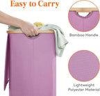 Lifewit 80L Large Laundry Basket with Lid, Removable Bags, Purple - Image 6