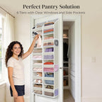 2-Pack Small 6 Tiers Over the Door Hanging Organizer, 6 Clear Pockets and 6 Mesh Pockets, 11.8” Wide for Narrow Cabinet Doors, French Doors in the Bathroom, Closet, RV - Image 3