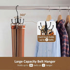 ZEDODIER Belt Hanger for Closet, Rotating Belt Organizer, Holds 24 Belts - Image 2