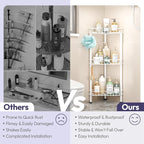 SWTYMIKI Standing Shower Caddy Corner - 3‑Tier Stainless Steel Shower Organizer Shelf with 12 Hooks and Adhesive Pads, Rustproof Corner Shelves Stand Rack for Bathroom Shower Room, white - Image 2