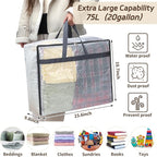 Fixwal Storage Bags 4 Pack 75L XL Mesh Clear for Blankets Clothes Comforter - Image 2
