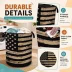 Vintage Flag Laundry Basket,Foldable Oxford Laundry Hamper with Handles,Collapsible Clothes Storage Bucket Tote Bag for Laundry Room,Bathroom,Bedroom,Dorm - Image 3