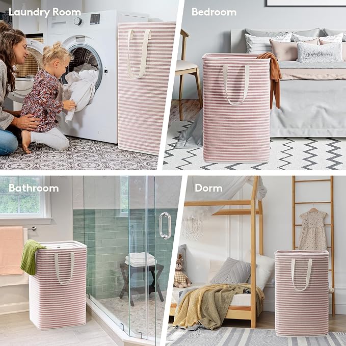 Lifewit 80L Large Laundry Baskets, 3 Pack, Reinforced Handles, Pink | Collapsible Laundry Hamper, Dirty Clothes Hamper, Waterproof Freestanding Design for Dorm, Laundry Room, Bedroom, Bathroom - Image 7