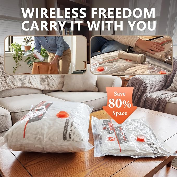 18 Pcs Vacuum Bags for Travel with Rechargeable Air Pump,Space Saver Bags - Image 5