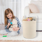 XUANGUO Cotton Rope Laundry Basket Hamper for Clothes, beige - Image 5