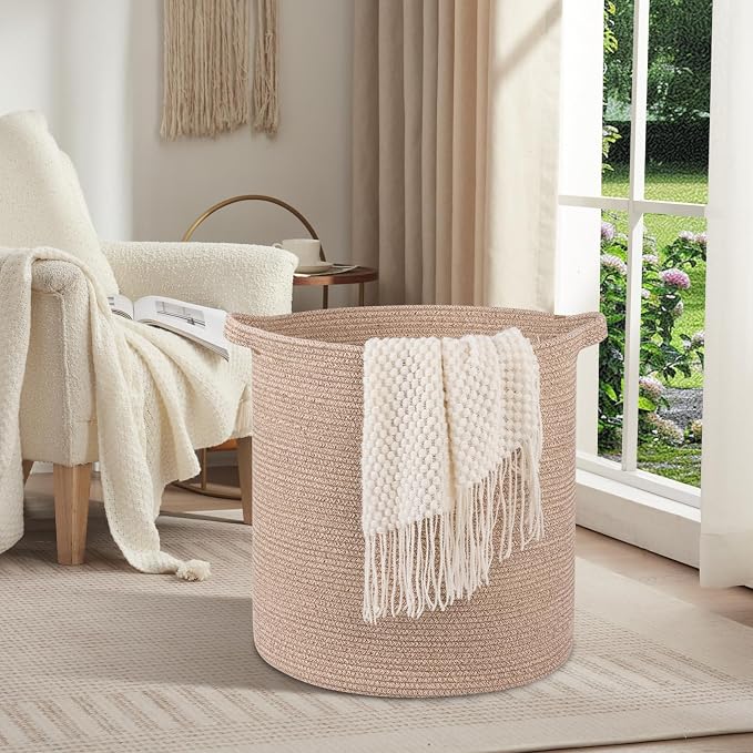 OIAHOMY 80L Laundry Basket Laundry Hamper Nursery Hamper Brown - Image 2
