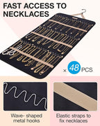 BAGSMART Hanging Jewelry Organizer Necklace/Earring/Ring 2-Sided XL Black - Image 2