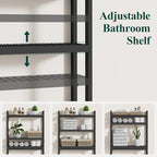 Smiry Bamboo Over The Toilet Storage Cabinet, 3 Tier, Black - Image 3