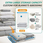 12 Jumbo Vacuum Storage Bags for Blankets & Bedding, Space Saver Bags | Jumbo Capacity for Bulky Bedding; 80% Space-Saving for Blankets, Comforters & Pillows; For Closets & Seasonal Storage - Image 3