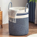 Woven Rope Laundry Hamper Basket by YOUDENOVA, 58L Tall Luandry Basket, Baby Nursery Hamper for Blanket Storage in Bedroom-Large-Blue by YOUDENOVA