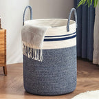 Woven Rope Laundry Hamper Basket by YOUDENOVA, 58L Tall Luandry Basket, Baby Nursery Hamper for Blanket Storage in Bedroom-Large-Blue by YOUDENOVA