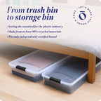 HOMZ Under Bed Clear Plastic Storage Bin w/Lid, 60 Qt, Gray Latch, 2 Pack | Stackable Underbed Container Set for Shoes, Bags, Clothes, and Towel Organization - Image 7