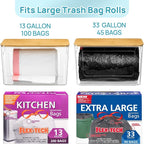 Vtopmart 2 Pack Trash Bag Holder with Bamboo Lid, Garbage Bag Dispenser - Image 3