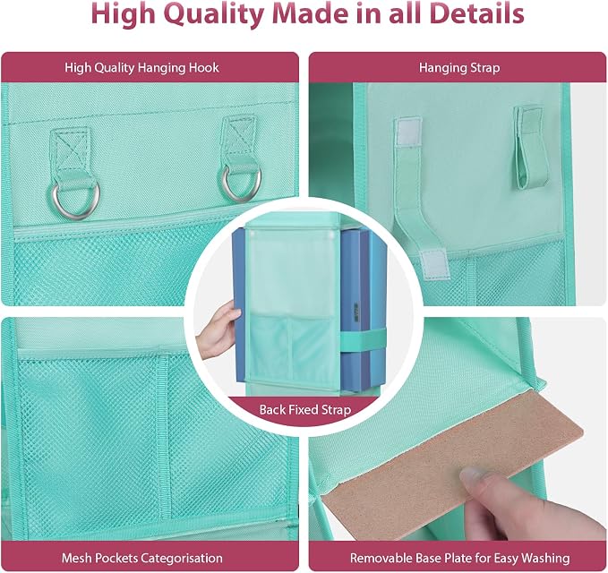 LOVEGRASS 3 Shelf Locker Organizer, Locker Shelf with Side Pockets, Green - Image 7