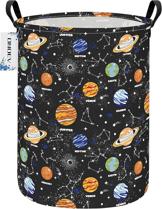 Round collapsible Solar System planet Laundry Hamper for Adults Kids by ONOEV