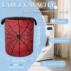 Red Spider Web Laundry Basket Collapsible Laundry Hamper, Oxford Cloth Storage Bin for Room/Bathroom/Bedroom/Dormitories 16" X 20.8" - Image 2