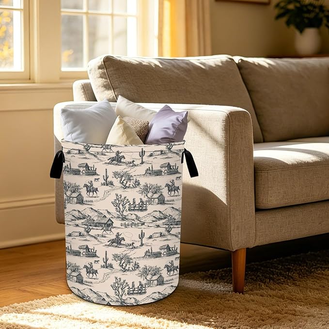 Western Horse Laundry Basket Foldable Oxford Laundry Hamper With Handle For Room Bathroom Bedroom - Image 5