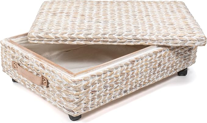 happimess Chett Underbed Storage Bin Wheels 26", White Wash by Happimess