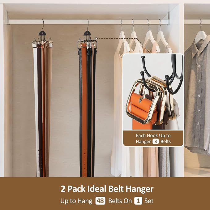 ZEDODIER 2 Pack Belt Hanger, Belt Organizer for Closet, Holds 48 Belts - Image 3