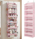 HOMELUX THEORY Over the Door Organizer, 6-Tier, 100D Fabric, Baby Pink 1pc | Over the door shoe organizer, 50 lbs capacity, 12 side mesh pockets, 100D extra thick fabric, Closet & entryway storage by HomeluxTheory