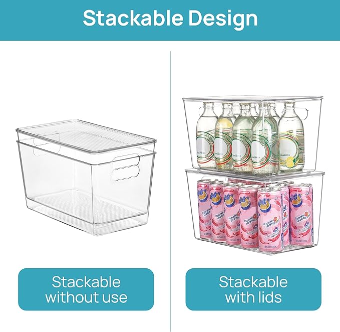Vtopmart 10 Pack Clear Stackable Storage Bins with Lids and Handles, XLarge - Image 3