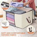 90L Large Storage Bags, 10 Pack Clothes Storage Bins Closet Organizers | Foldable Storage Containers, with Reinforced Handle, for Clothing, Blanket, Comforters, Bed Sheets, Pillows and Toys - Image 5