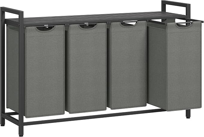 VASAGLE Laundry Hamper with Shelf, 4 Pull-Out Bags, 4 x 10.6 Gallons (40L) by Unknown