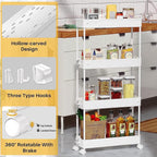 SPACEKEEPER Slim Rolling Storage Cart, 4 Tier Bathroom Cart Organizer,White - Image 2