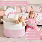 INDRESSME XXXLarge Woven Rope Blanket Basket Living Room Pink, 90L - Image 2