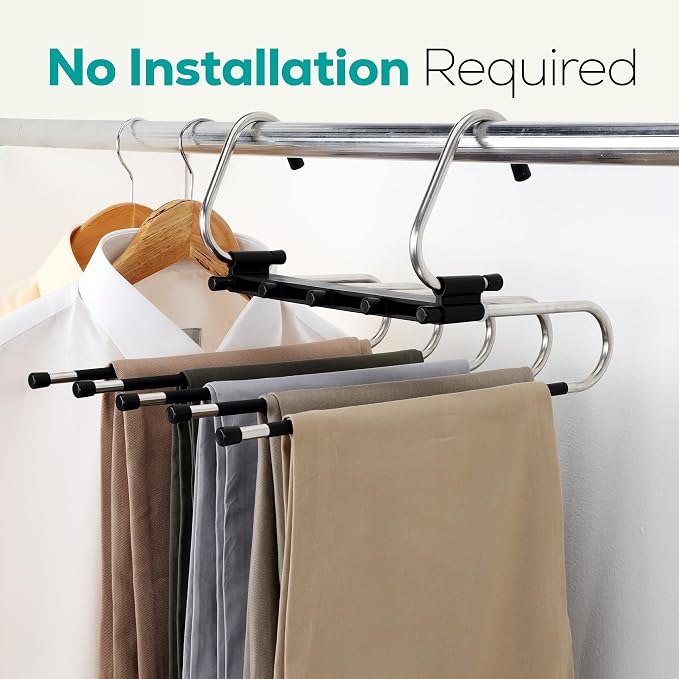 Utopia Home Pants Hangers, Space Saving 2 Pack Black Foldable Hangers - Image 7