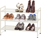 Simple Houseware 3-Tier Stackable Mesh Shoe Rack, White - Image 3