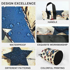 4th of July Wooden Print Star Laundry Basket Foldable Laundry Hamper With Handles Clothes Storage Bucket Organizer Laundry Bag For Bedroom Bathroom Laundry Storage 19.6 x 15.7 - Image 3