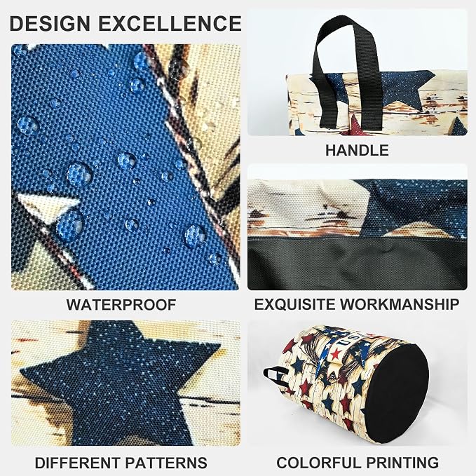 4th of July Wooden Print Star Laundry Basket Foldable Laundry Hamper With Handles Clothes Storage Bucket Organizer Laundry Bag For Bedroom Bathroom Laundry Storage 19.6 x 15.7 - Image 3