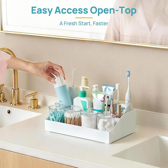 Vtopmart 5 PCS Bathroom Countertop Organizer Sets, White - Image 3