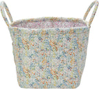 Quilted Fabric Storage Basket with Handles & Pocket, Foldable Laundry Hamper Boho Floral Print Organizer Bin for Home, Picnic, Office 12"x10"x10" (A-3) - Image 2