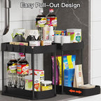 2 Packs Under Sink Pull-Out Storage Organizers, 14.8 Inches, Black - Image 4