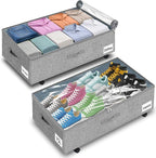 10-in 75L Low Profile Under Bed Storage with Wheels, 2 Pack, Gray | 5 Rotating Wheels, Large Clear lid, Rigid Sides & Bottom, Low Space Storage, Under Bed, Couch, Crib, Dorm Organization by Boailydi