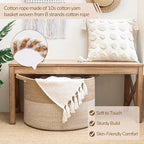 INDRESSME XXXLarge Woven Wicker Blanket Basket Living Room White Jute, 90L - Image 8