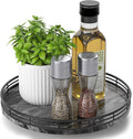 AMH 10-Inch Ancient Wood-Grain Marble Lazy Susan with Black Iron Frame by AMH