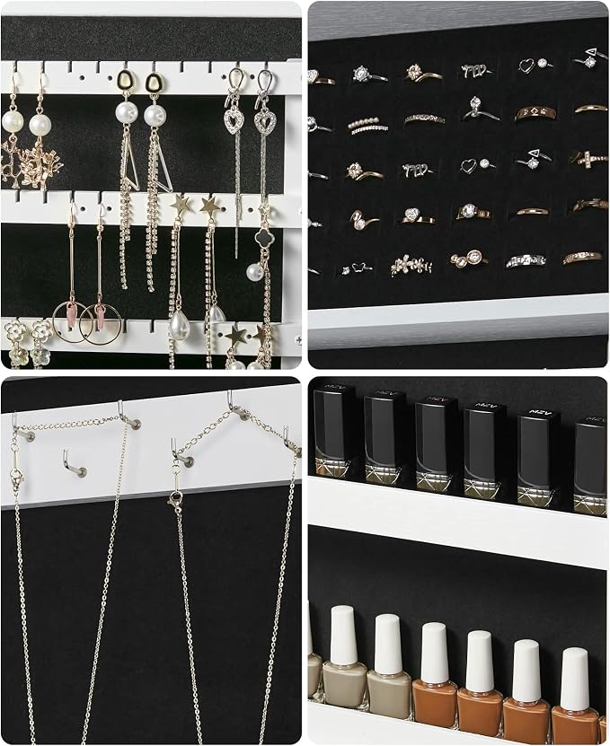 SONGMICS Lockable Jewelry Cabinet Armoire with Mirror, Wall-Mounted - Image 6