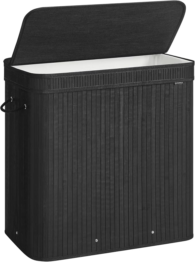SONGMICS Bamboo Laundry Hamper with Lid, 39.6-Gallons, with Handles by SONGMICSbySONGMICSHOME