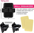 Combo 5 Slot Broom Holder w/ 1 Self Adhesive Mop Gripper No-Drilling, Wall Mount Tool Organizers For Kitchen, Garage, Laundry Room- Anti-Slip Hanger For Brooms, Mops, Rakes, Dustpans (Black / Black) - Image 5