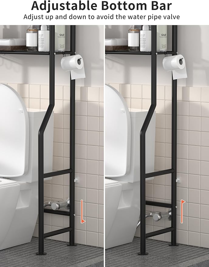 Livilord 3-Tier Over Toilet Storage, Anti-Tip, 64" H, Black - Image 4