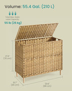 SONGMICS 4-SectionLaundry Hamper With Lid, PE Rattan, 55.5 Gallons (210 L) - Image 7